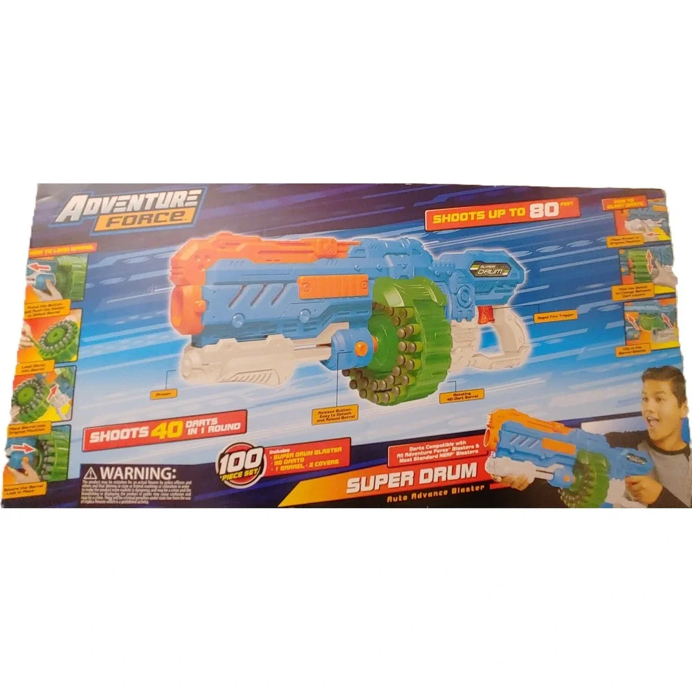 Adventure Force Villainator Pump Action Super Drum Dart Blaster Nerf Compatible